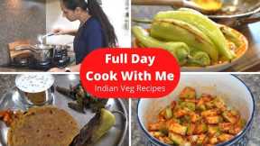 Whole Day Cook With Me - Cooking Vegetarian Thali | Indian Vegetarian Recipes | Indian Meal Ideas