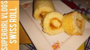 10 Minutes Swiss Roll Cake Recipe Oven|Swiss Jam Roll In Baking Pan By Supergirl Vlogs.