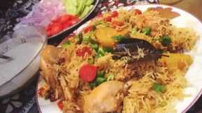 Simple Chicken Vegetable Pulao Recipe Mix Veg Chicken Pulao-Mix Vegetable Rice - Mix Sabzi Pulao