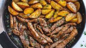 New Style Easy Lunch/Dinner Recipes 2023| Garlic Butter Steak Recipe and Potatoes Skillet Recipe