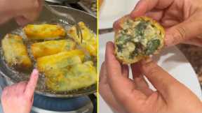 Very tasty, cigar with spinach, potatoes and tuna for Ramadan breakfast