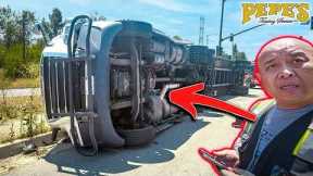 Speeding Driver Flips Container; Has NO IDEA What's Inside