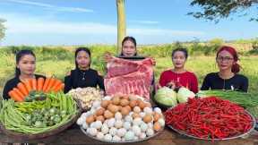 Amazing cooking Prohok Sauce boiled with fresh egg and vegetable recipe in my countryside