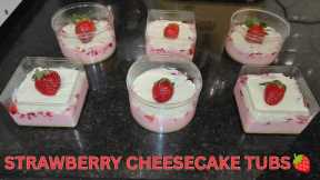 STRAWBERRY CHEESECAKE TUBS 🍓 Strawberry Dessert! TASTY CREAMY STRAWBERRY DESSERT#cheesecake #dessert